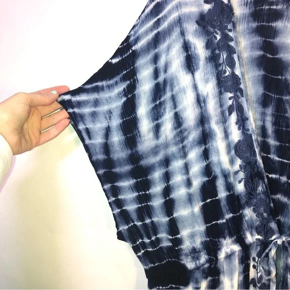 Torrid Boho Tie Dye Floral Embroidered Beach Cover Up - Picture 7 of 16